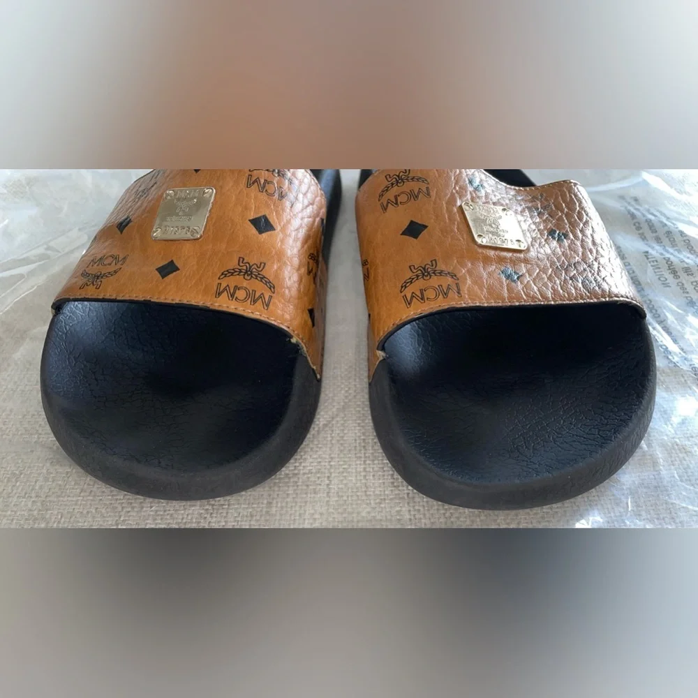 MCM Black and Brown Slide Sandals - Picture 7 of 16